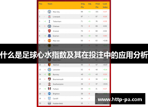 什么是足球心水指数及其在投注中的应用分析