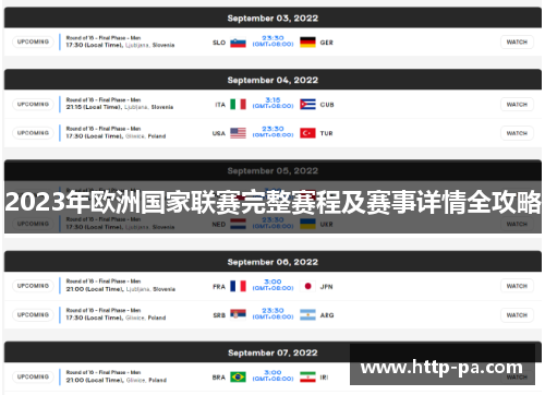 2023年欧洲国家联赛完整赛程及赛事详情全攻略